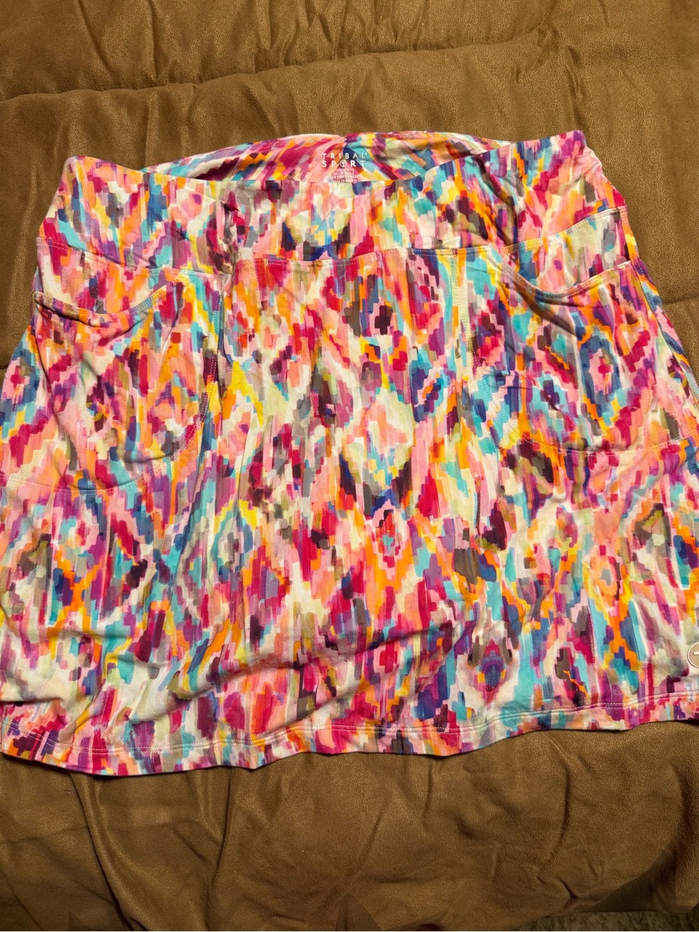 Tribal Multicolor Mini Skirt in Pink, Teal & Orange